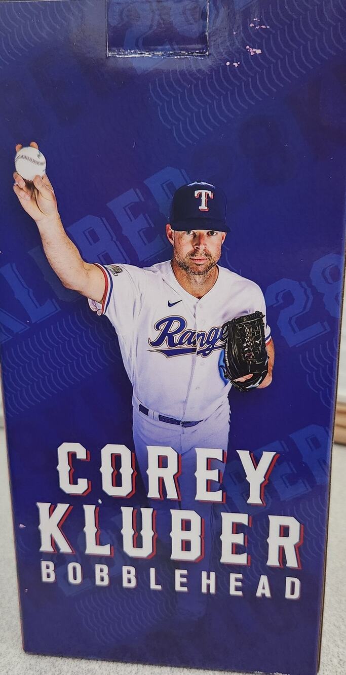 Texas Rangers Corey Kluber No Hitter SGA 2023 Bobblehead NIB